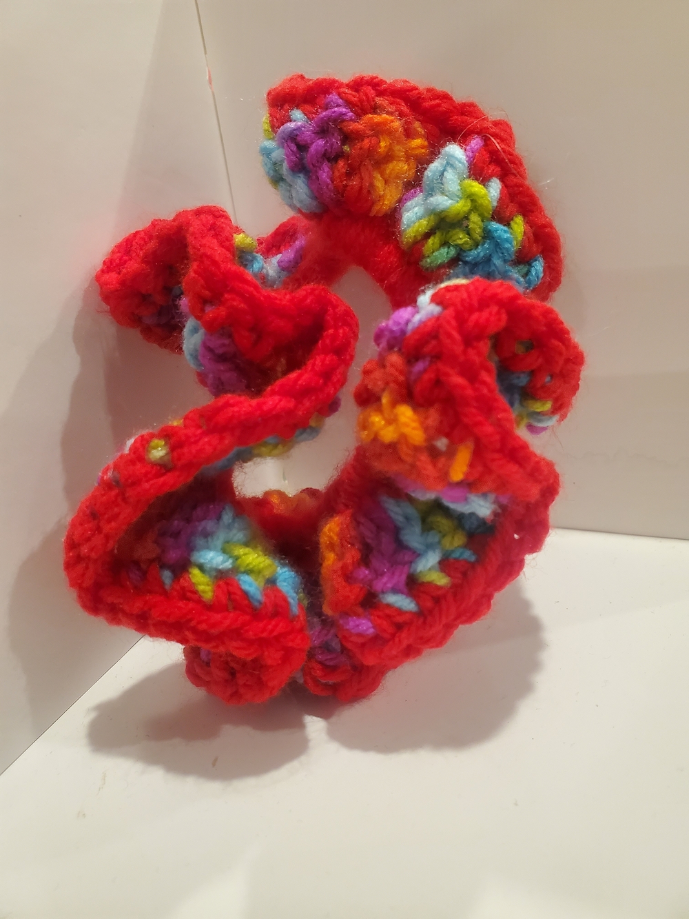 Handmade Red Multicolor Crochet Scrunchie Pack, 3 Pack
